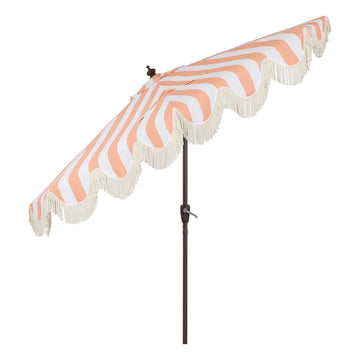 Beverly 9 ft. Designer Classic Scalloped Fringe Half Market Patio Umbrella